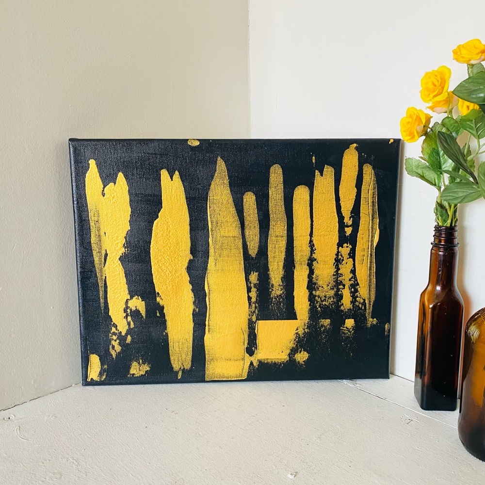 Abstract art painting black and gold - Picture 1 of 4